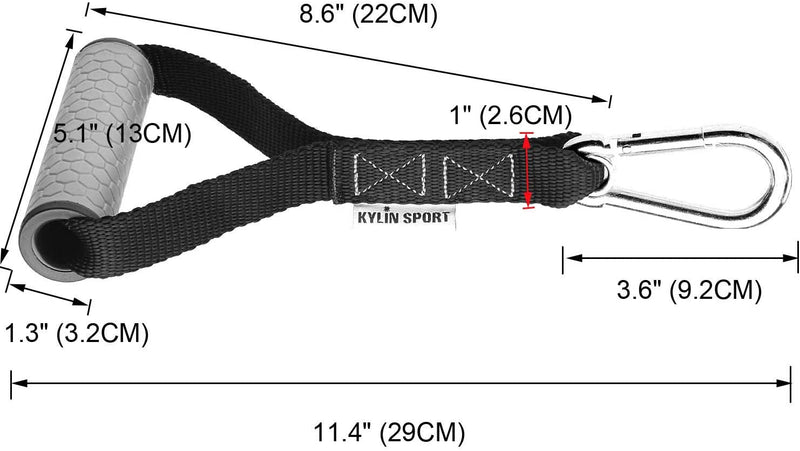KYLIN SPORT Upgraded Cable Machine Attachments Resistance Bands Handles Grips Fitness Strap Stirrup Handle Cable Attachment Silicon Grip with Metal Carabiner Colorful Version