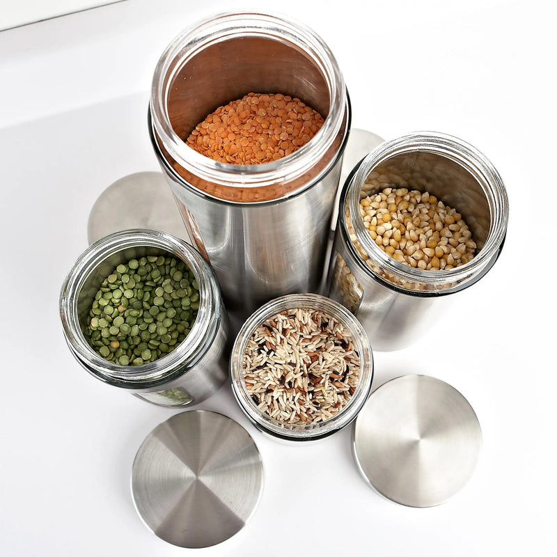 kitchen stuff  Ellipse Cylinder Canisters Stainless Steel  -Set of 4