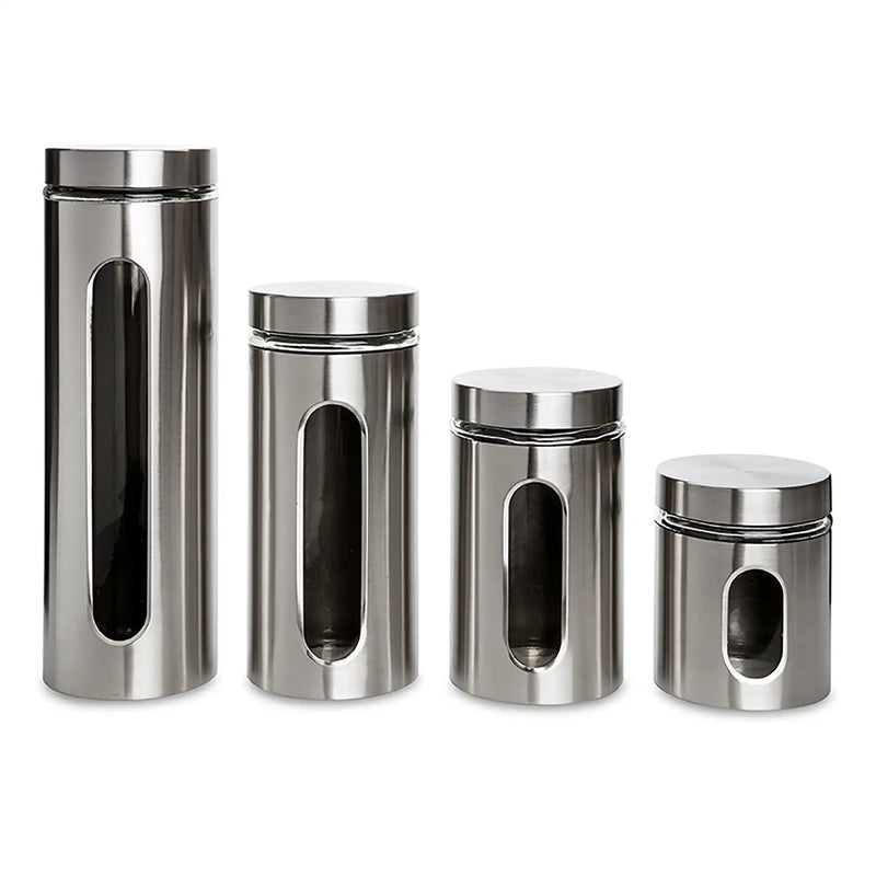 kitchen stuff  Ellipse Cylinder Canisters Stainless Steel  -Set of 4