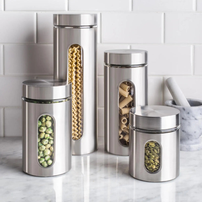 kitchen stuff  Ellipse Cylinder Canisters Stainless Steel  -Set of 4