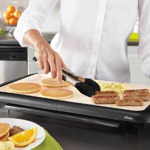 Oster DuraCeramic Griddle with Warming Tray, Black and White