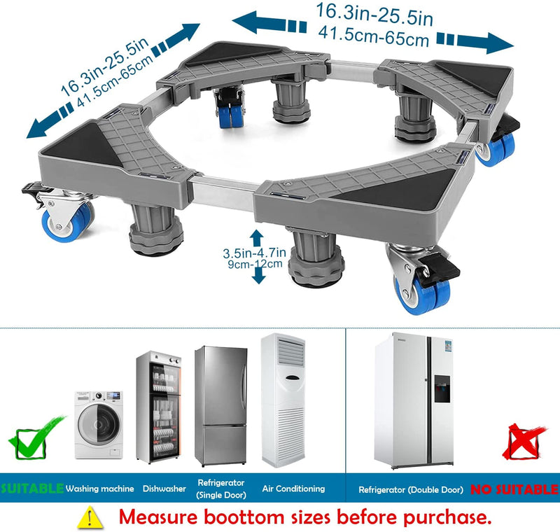 NIUXX Mobile Roller with 4 Locking Wheels and 4 Feets - Adjustable Telescopic Furniture Dolly Roller for Washing Machine Stand Refrigerator Base Moving Cart