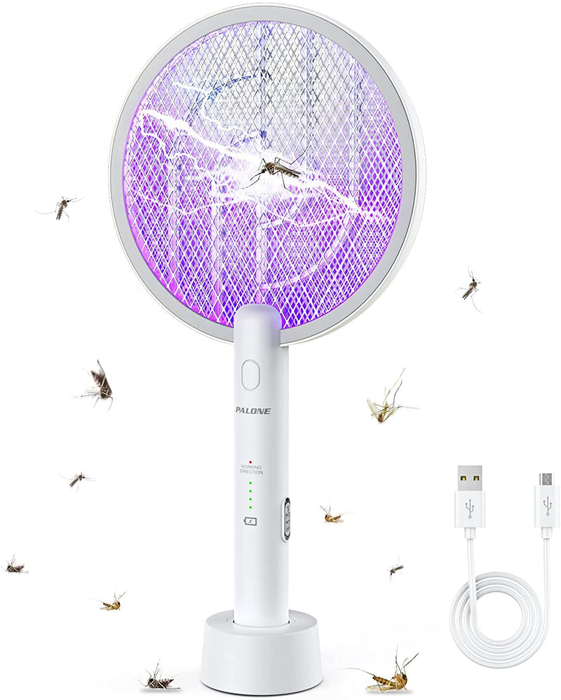 PALONE 2 in 1 Bug Zapper Racket, 3000V Electric Fly Swatter Racket 3 Layers Mosquito Killer Lamp