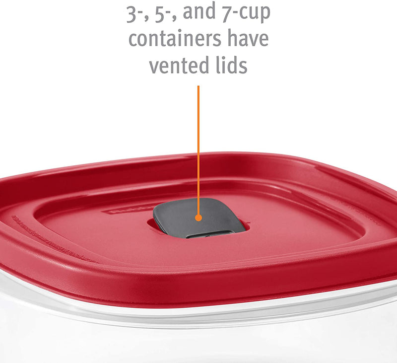 Rubbermaid Easy Find Lids Food Storage and Organization Containers, 3-Pack, Racer Red