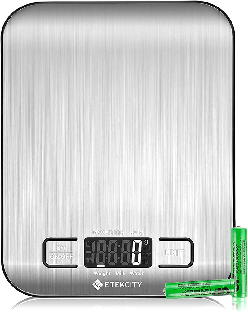 Etekcity Food Kitchen Scale, Digital Grams and Ounces for Weight Loss, Baking, Cooking, Keto and Meal Prep, Small, 304 Stainless Steel