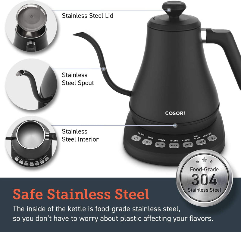 COSORI CO108-NK Electric Gooseneck 5 Variable Presets Pour Over Kettle & Coffee Kettle - 0.8L