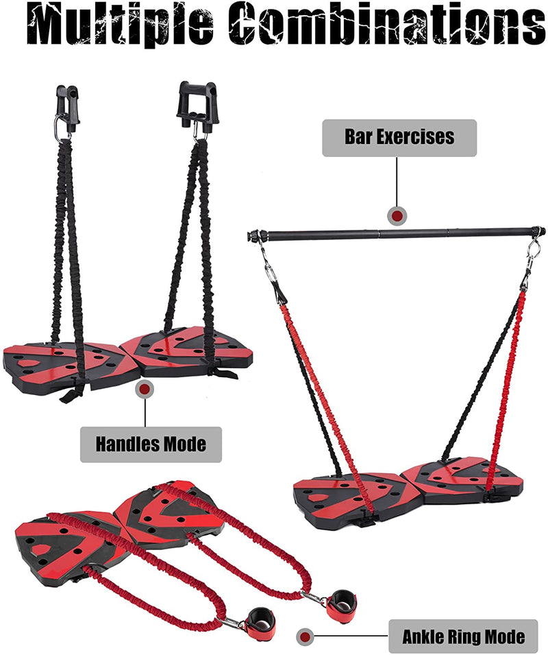 Portable Home Gym Workout Equipment with 12 Exercise Accessories Including Heavy Resistance Bands,Abs Workout,,Push-up Stand, Tricep Bar,Pilates Bar and More for Full Body Workouts System Men Women