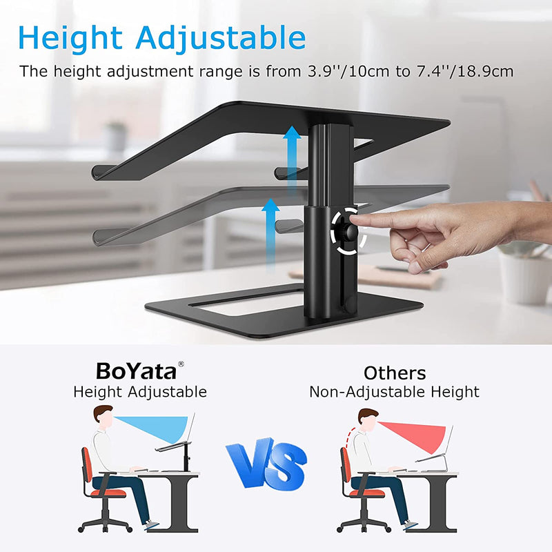BoYata Laptop Stand, Ergonomic Aluminum Height Adjustable Computer Stand Laptop Holder for Desk, Compatible with MacBook Pro/Air, Dell, Lenovo, HP, Samsung, More Laptops 11-17"