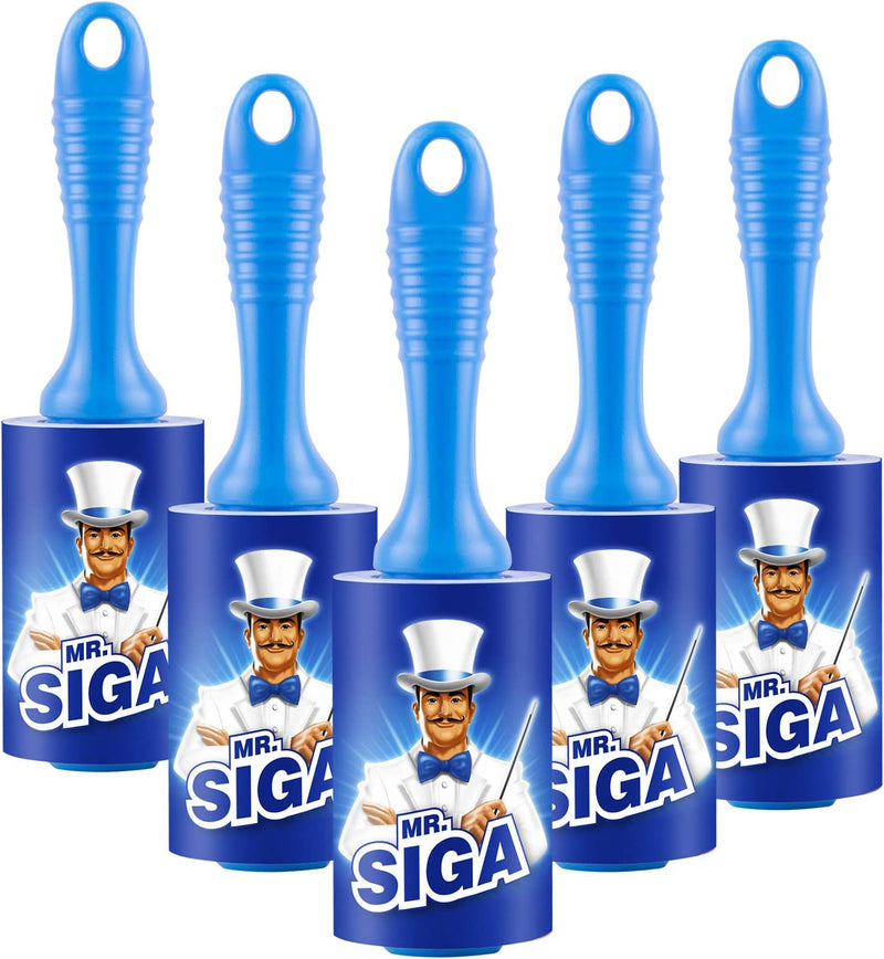 MR.SIGA Extra Sticky Lint Roller Pet Hair Remover with Easy Tear Sheets, 450 Sheets in Total, 5-Pack, Blue