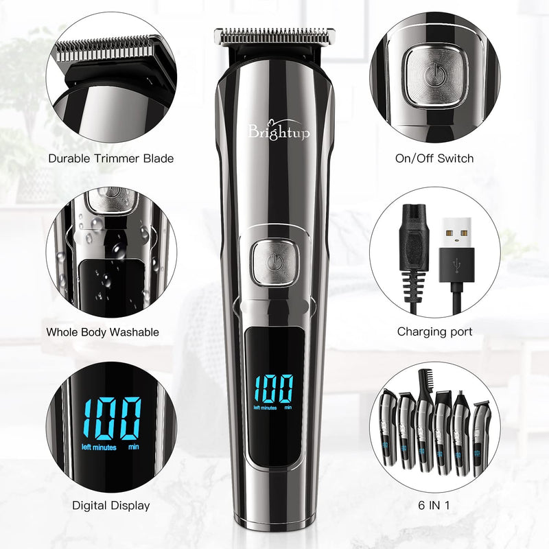 Brightup Beard Trimmer, Cordless Hair Clippers Hair Trimmer for Men, Waterproof