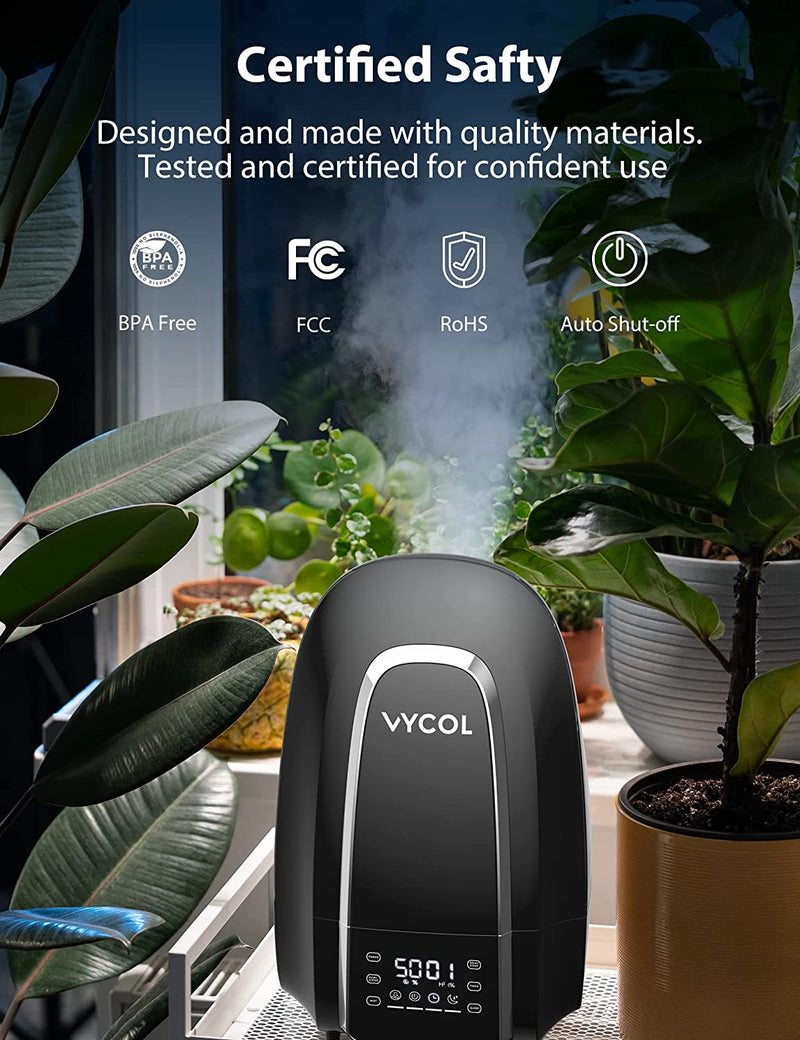 Vycol 5.6L Smart Cool Mist Humidifier with Humidity Sensor & Timer for Large Room Home, Customized Humidity