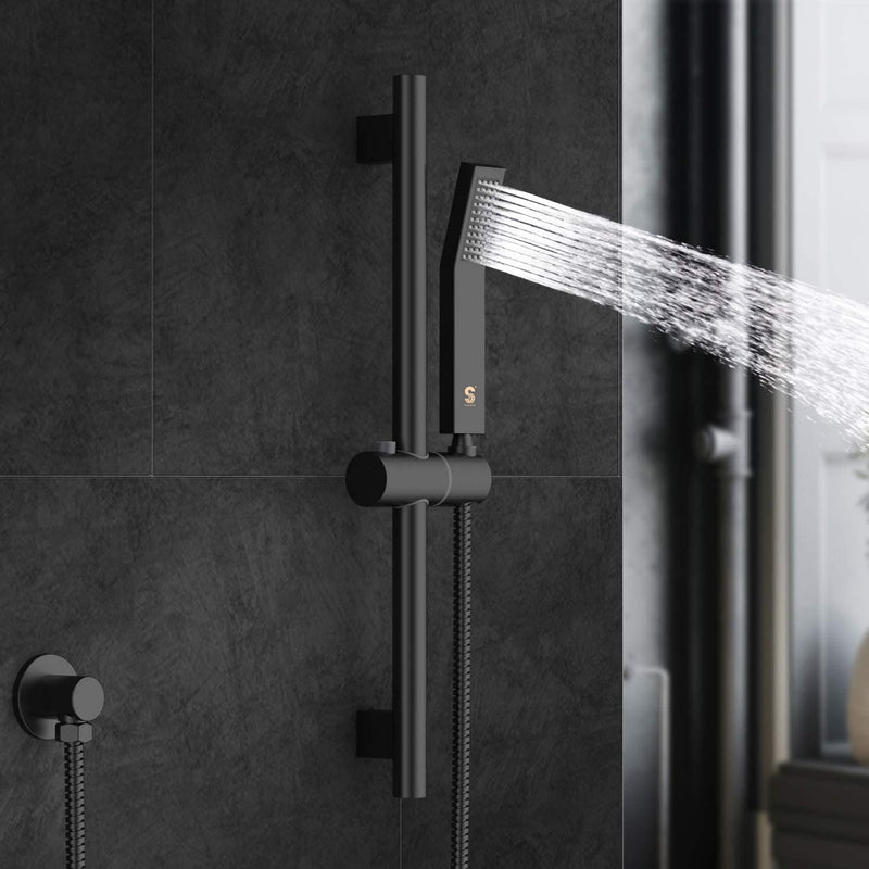 SR SUN RISE 12 Inch Dual-Function Shower Trim Kit with Adjustable Angle Slide bar, Brass Pressure Balancing Shower Faucet Valve,12 Inch Rain Shower Head,Brass Handheld Shower System