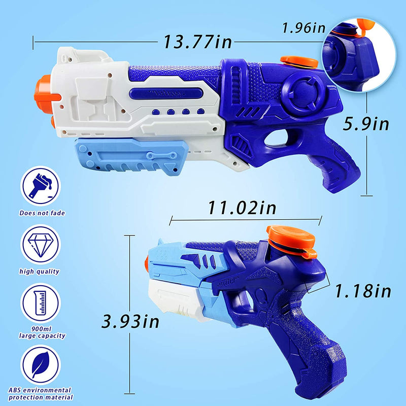 WTOR 2 Pack - 3 Pack Water Gun Toys 1200CC Squirt Gun Target Practice Huge Water Blaster/Large Capacity Squirt Gun for Beach/Longer Shooting Range Vacation Pool Party/Game Fun Far Range in Summer Water Squirt Gun Fights Play for Childrens Kids/Adults