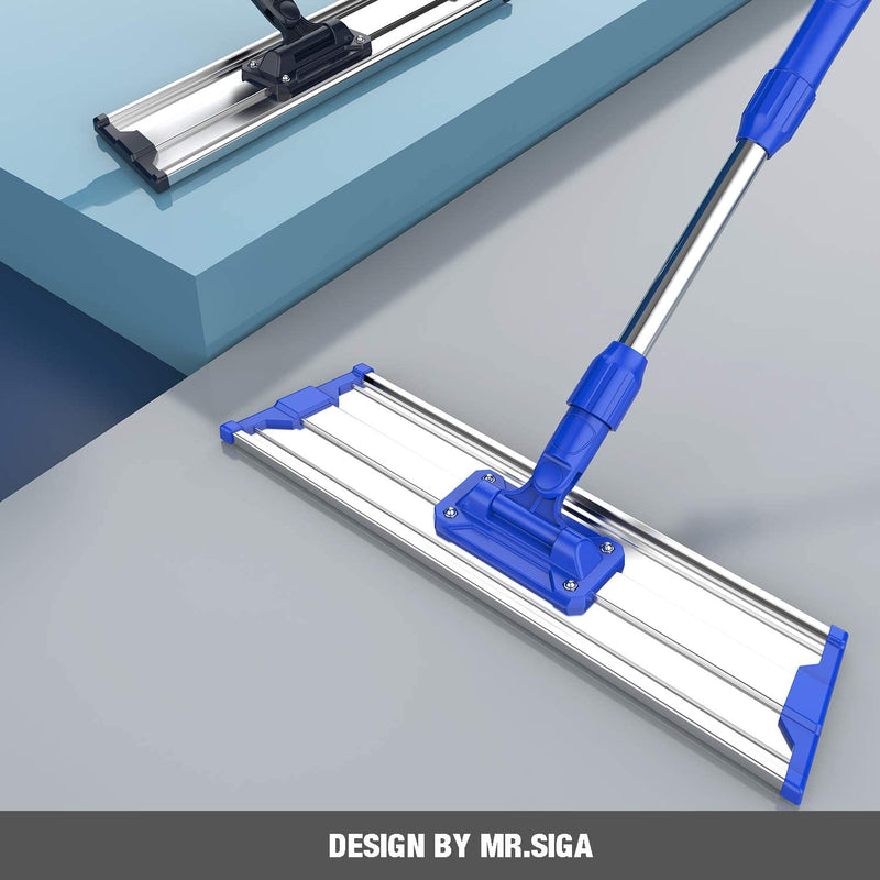 MR.SIGA 18" Professional Microfiber Mop for Floor Cleaning, Stainless Steel Telescopic Handle, Includes 2 Washable Premium Microfiber Mop Pads, 1 Scrub Cloth and 1 Dust Cloth