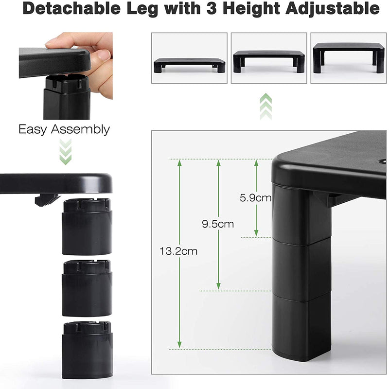 LORYERGO Monitor Stand, Laptop Stand for Desk, Height Adjustable w/Drawer, Computer Stand w/Cellphone Holder, Monitor Riser, Small Printer Stand, Monitor Stand Riser for Home & Office – LEMS05