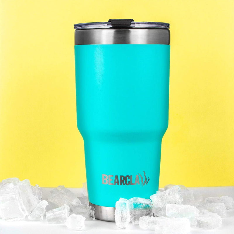 MalloMe Bearclaw Stainless Steel Tumbler - 24 Hours Cold Water 6 Hour Hot Coffee Vacuum Insulated Mug Cup Set, Aquamarine Blue 30 oz