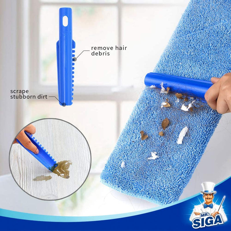 MR.SIGA Professional Microfiber Mop (Included 3 Microfiber Cloth Refills and 1 Dirt Removal Scrubber), Pad Size: 42cm x23cm