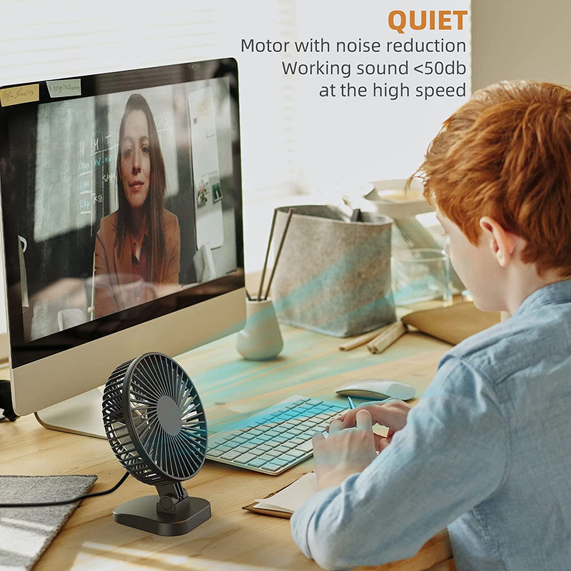 KOONIE USB Small Desk Fan with Strong Airflow, 4 Inch Mini Personal Quiet Fan, 3 Speeds, 40° Head Adjustment for Desktop Office,Table