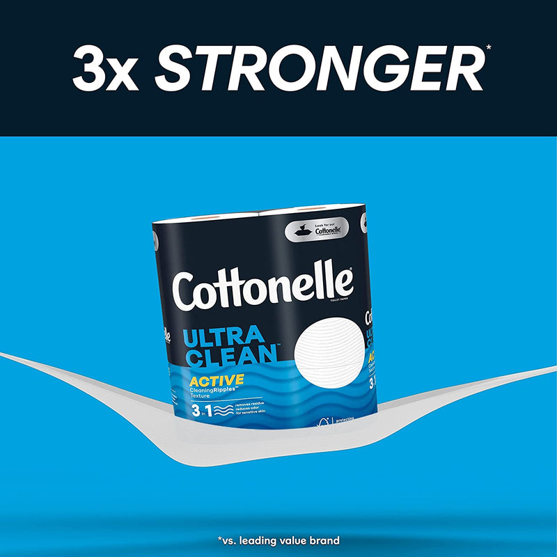 Cottonelle Ultra Clean Toilet Paper with Active Cleaningripples Texture, Strong Bath Tissue, 24 Family Mega Rolls (equals 132 Regular Rolls)