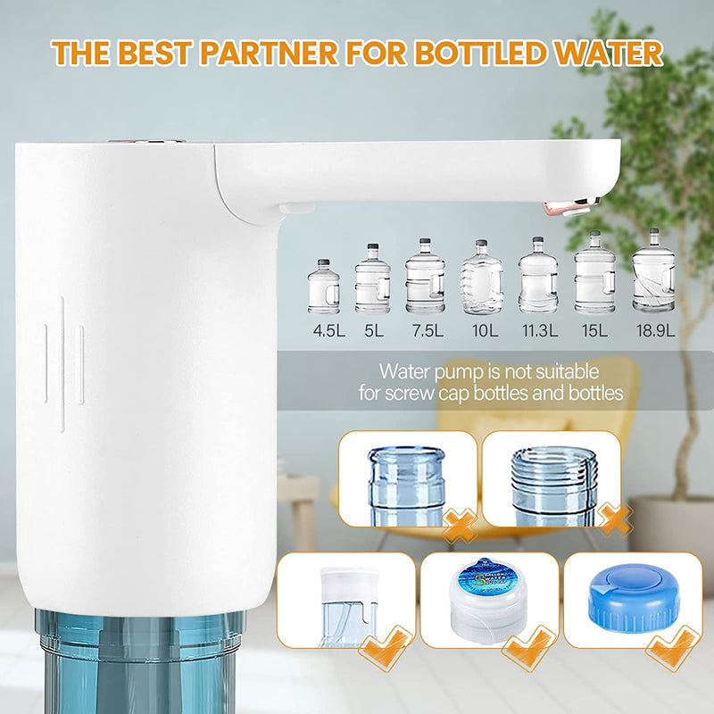 YOMYM Water Dispenser Upgraded, Removable Electric Drinking Water Bottle Pump, Easy to Clean Water Cooler