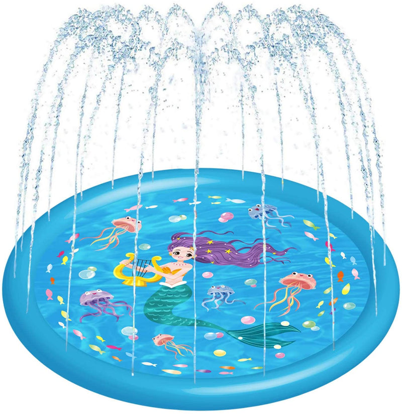 HITOP Kids Sprinklers for Outside, Splash Pad for Toddlers & Baby Pool 3-in-1 60" Water Toys Gifts for 1 2 3 4 5 Year Old Boys Girls Splash Play Mat