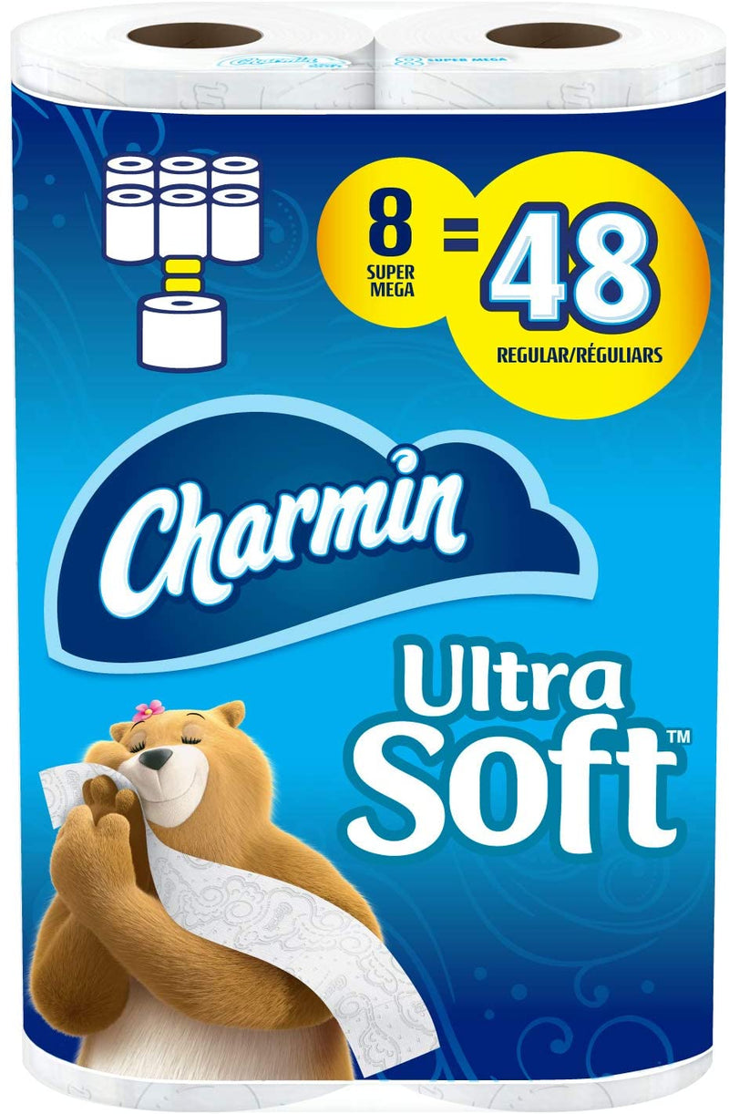 Charmin Ultra Soft Toilet Paper, 8 Super Mega Rolls Bath Tissue = 48 Regular Rolls