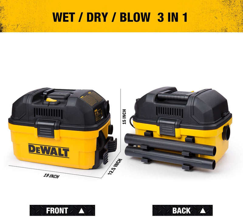 DEWALT Portable 4 Gallon Wet/Dry Vaccum, Yellow