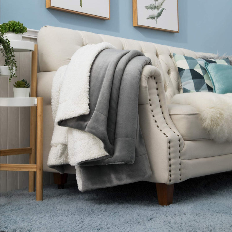 Bedsure Sherpa Twin Blanket for Couch Bed Sofa Grey