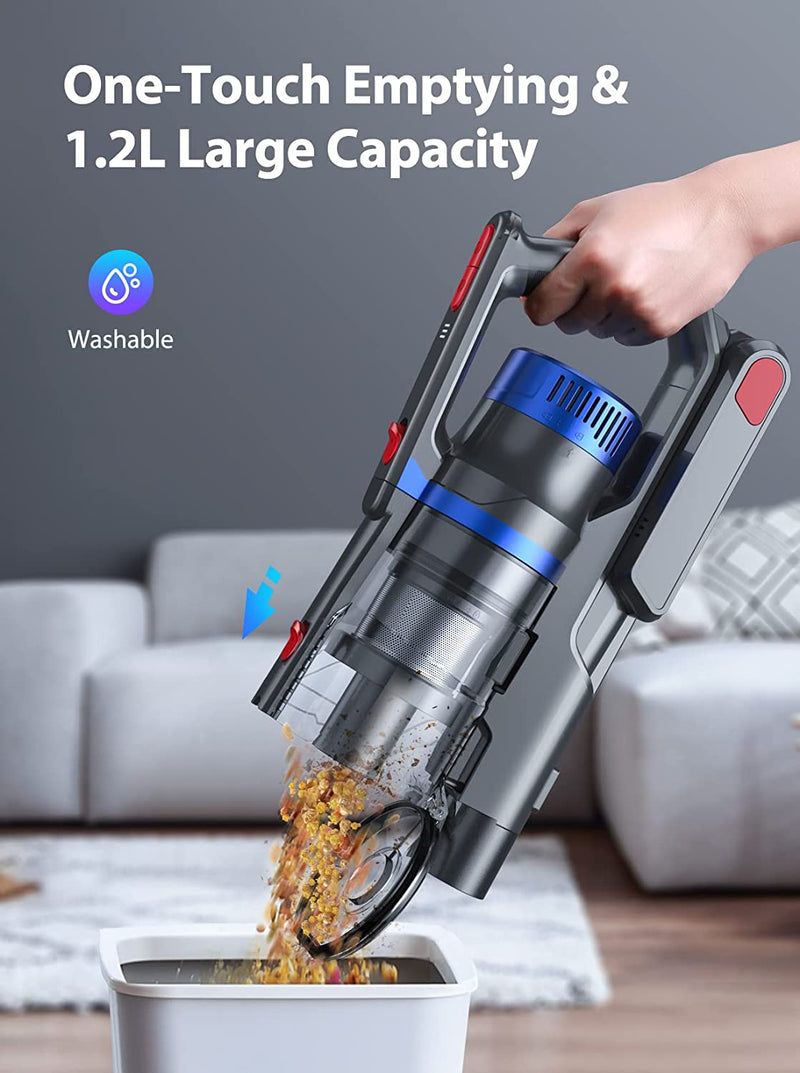 BuTure Cordless Vacuum Cleaner, 34KPA Powerful Cordless Stick Vacuum with 55min Detachable Battery, Anti-winding Brush and 1.2L Large Dust Cup, Vacuum Cleaners for Hardwood Floor Carpet Stair Pet Hair