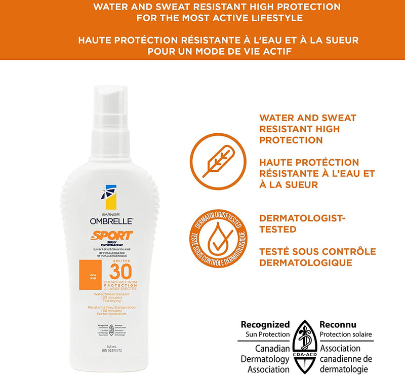 Garnier Ombrelle Sunscreen Sport Pump Spray SPF 30, 145ML