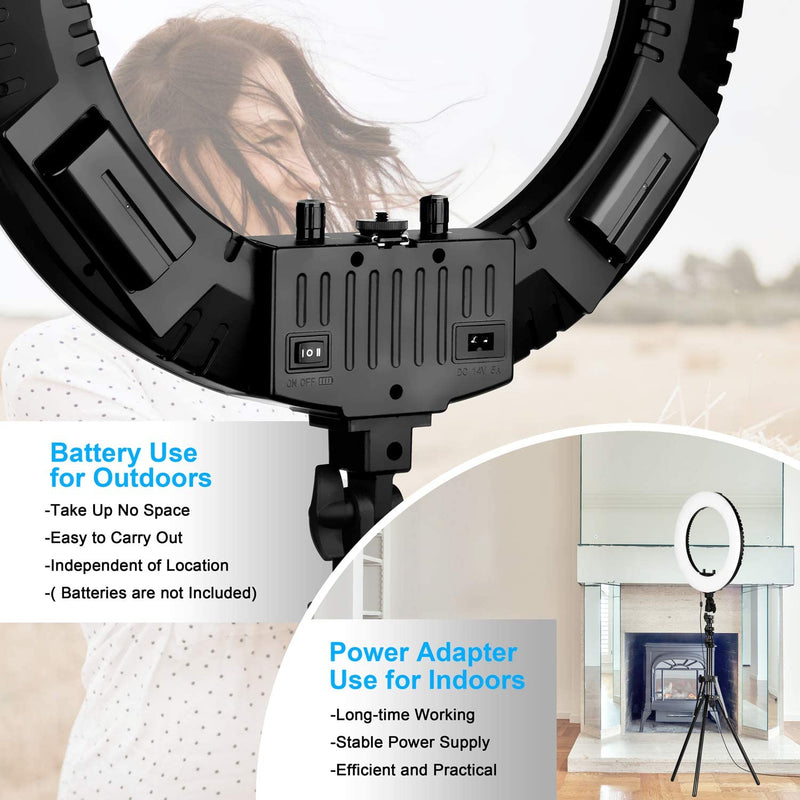 Emart 18-inch Ring Light with Stand, Big Adjustable 3200-5500K LED Lights Ring with Ultra-wide Lighting Area for Camera Photography, YouTube Videos, Makeup (Kit: Phone Holder, Remote, Soft Tube, etc.)