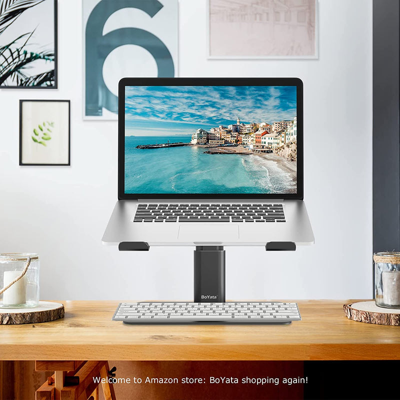 BoYata Laptop Stand, Ergonomic Aluminum Height Adjustable Computer Stand Laptop Holder for Desk, Compatible with MacBook Pro/Air, Dell, Lenovo, HP, Samsung, More Laptops 11-17"