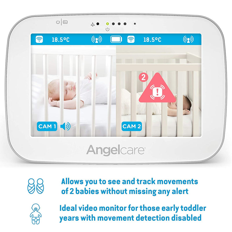 Angelcare 3-in-1 AC337 Baby Monitor, with Movements Tracking, 4.3 Inch Video, Sound & Temperature Display on Camera