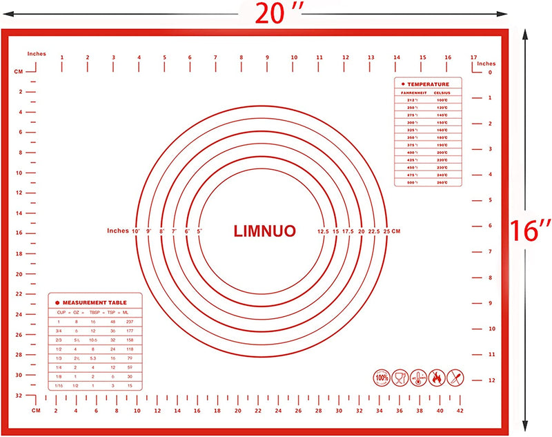 LIMNUO Silicone Pastry Extra Thick Non Stick Baking Mat