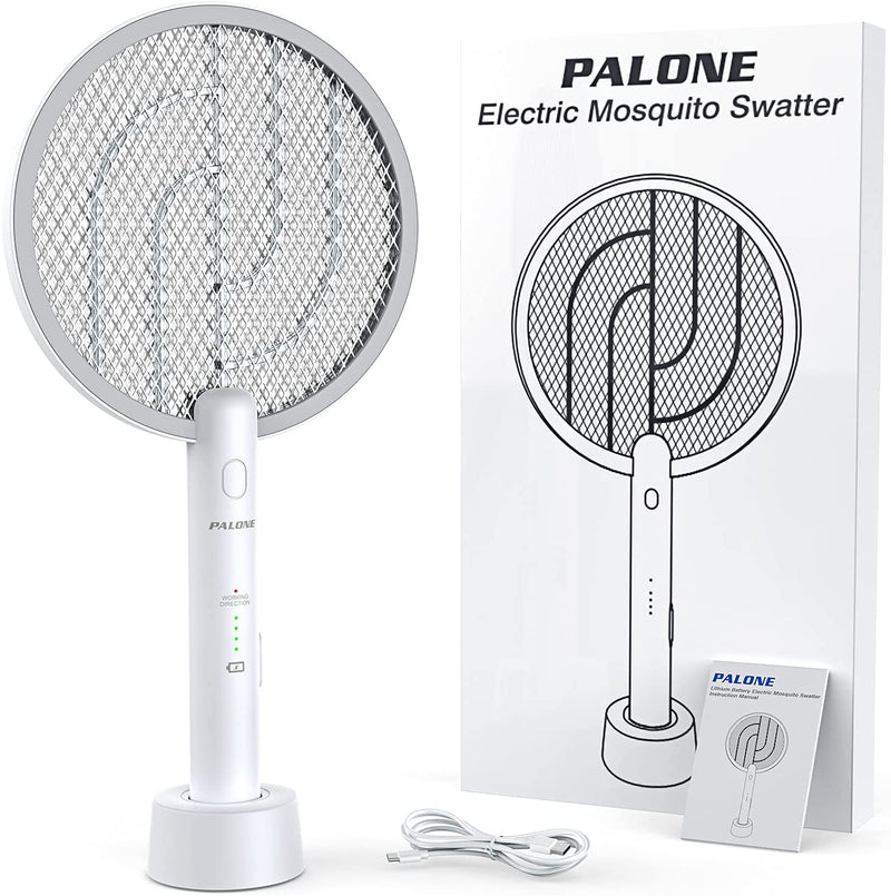 PALONE 2 in 1 Bug Zapper Racket, 3000V Electric Fly Swatter Racket 3 Layers Mosquito Killer Lamp