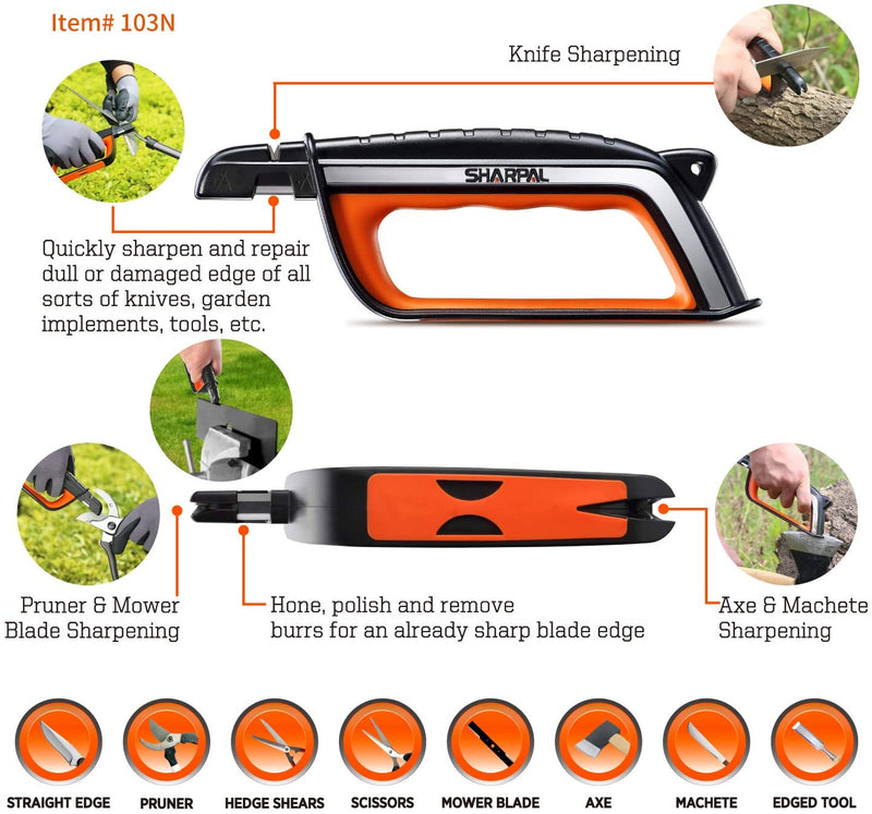 SHARPAL 103N All-in-1 Knife Lawn Mower Blade Axe Machete Pruner Shear Scissors Multi-Sharpener & Garden Tool Sharpener