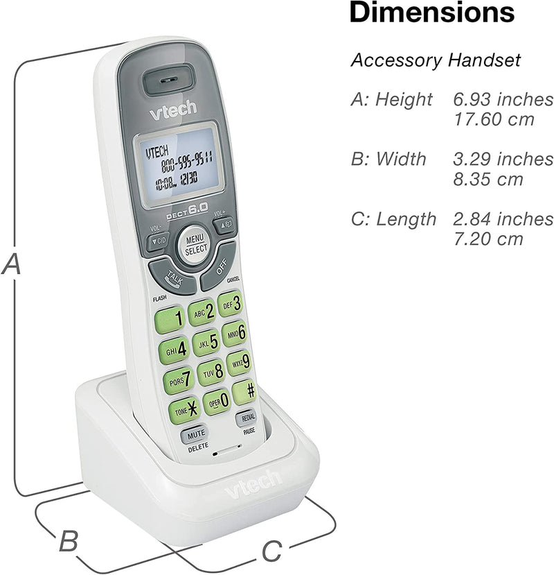 Vtech Dect 6.0 2-Handset Cordless Phone System with Caller ID, Green Backlit Keypad and Display (CS6114-2WT)