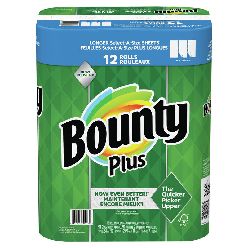 Bounty Plus Select-A-Size Paper Towels - 12 x 91 sheets