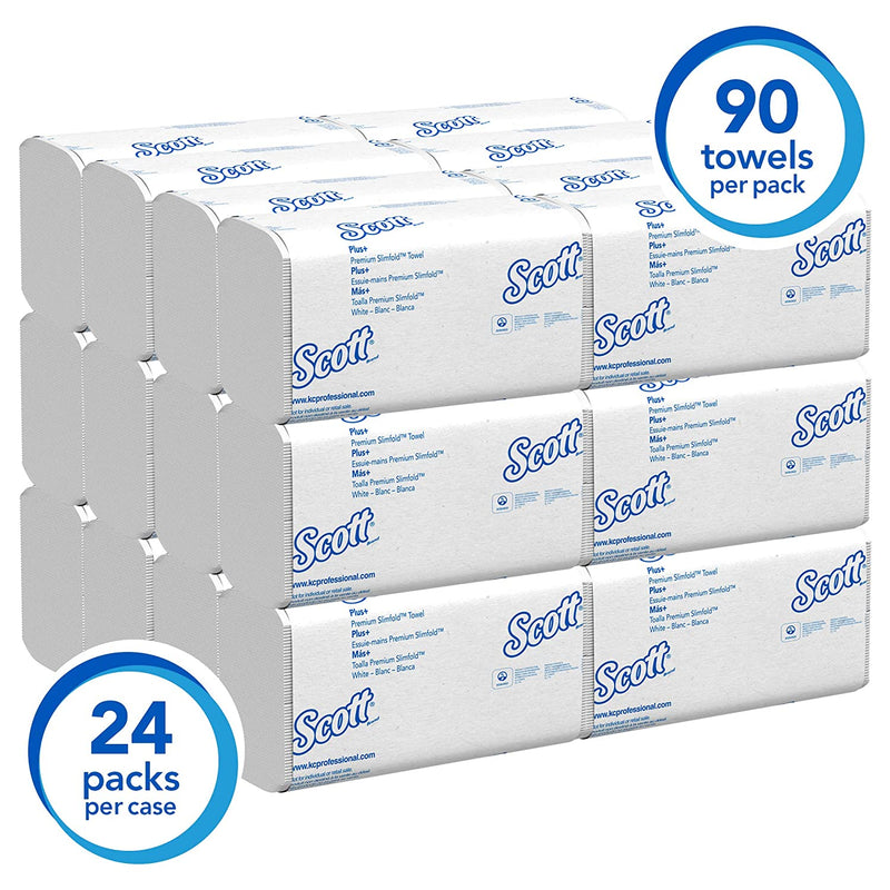 Hand Towels Scott Slimfold (04442) with Fast-Drying Absorbency Pockets, White, 90 Towels/pack, 24 Packs