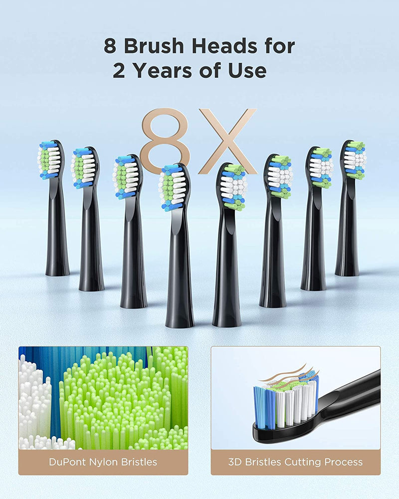 Gloridea Sonic Electric Toothbrushes for Adults with 8 Brushheads , 5 Modes Power Toothbrushes , 4 Hours Fast Charge Lasts 30 Days