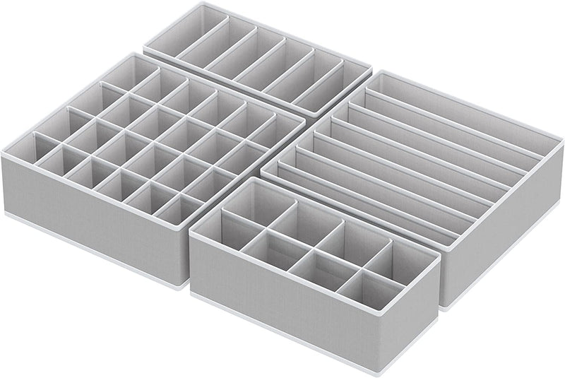 SimpleHouseware Closet Underwear Organizer Drawer Divider Set of 4, Grey