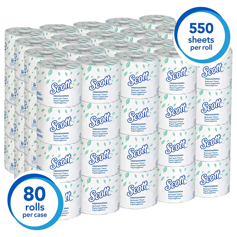 Scott Essential Professional Bulk Toilet Paper for Business (04460), 2-PLY, White, 80 Rolls / Case, 550 Sheets