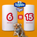 Royale Tiger Strong Paper Towel, 12 Mega Equal 30 Rolls, 138 Handy Half Sheet Rolls