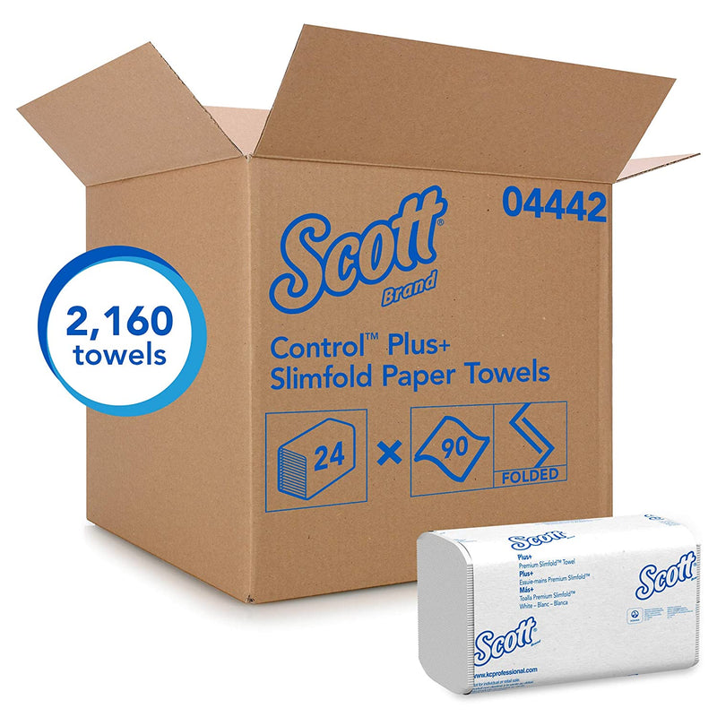 Hand Towels Scott Slimfold (04442) with Fast-Drying Absorbency Pockets, White, 90 Towels/pack, 24 Packs