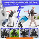 Shopping Cart, Heavy Duty Stair Cart 220 lbs Capacity Grocery Cart with Gray Large Shopping Bag Folding Shopping Cart with Adjustable Bungee Cord