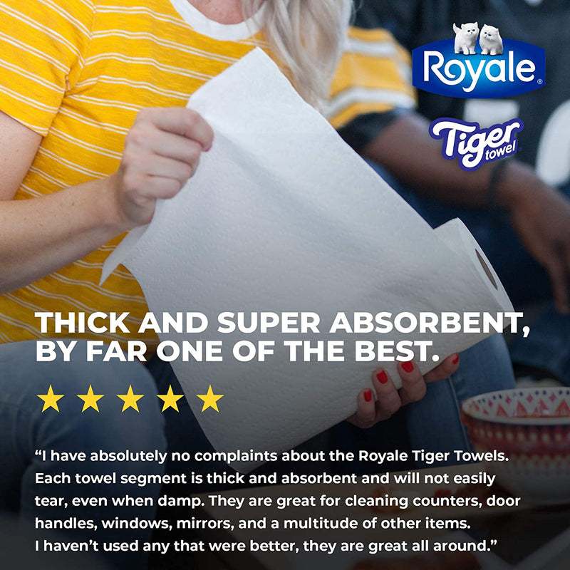 Royale Tiger Strong Paper Towel, 12 Mega Equal 30 Rolls, 138 Handy Half Sheet Rolls