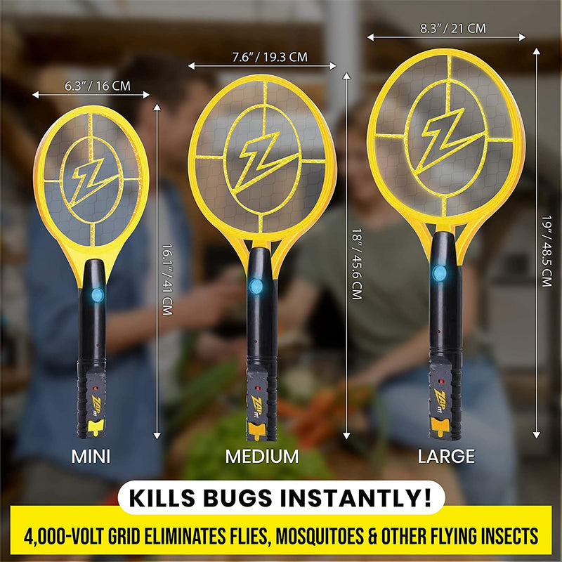 Zap It! Bug Zapper Rechargeable Fly Zapper Racket, Electric Fly Swatter, Mosquito Zapper, 4,000 Volt, 2 Pack