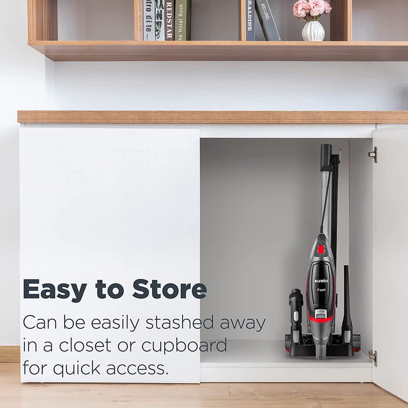 Eureka Flash Lightweight Stick Vacuum Cleaner, 15KPa Powerful Suction, 2 in 1 Corded Handheld Vac for Hard Floor and Carpet, Black