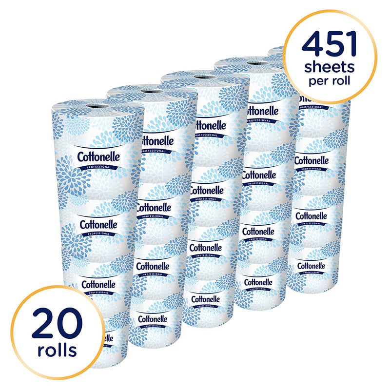 Kleenex Cottonelle Professional Bulk Toilet Paper for Business, 2-PLY,  20 Rolls / Case, 451 Sheets