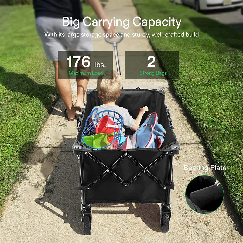 VIVOSUN Heavy Duty Folding Collapsible Wagon Utility Outdoor Camping Cart (Black)